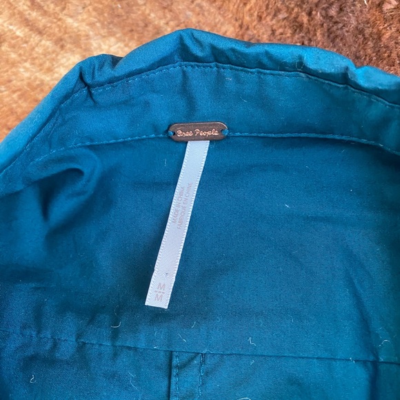 FREE PEOPLE Dark Teal Green All The Time Long Sleeve Tunic Peplum Blouse - Picture 9 of 10